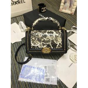 CHANEL女包 94804#67086 最新款 重金屬手柄包 非洲進口野生蟒蛇皮 香奈兒手拎包 chanel單肩包 chanel斜挎女包 djc1638