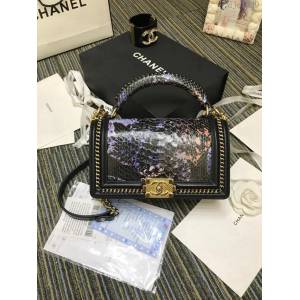 CHANEL女包 94804#67086 最新款 重金屬手柄包 非洲進口野生蟒蛇皮 香奈兒手拎包 chanel單肩包 chanel斜挎女包 djc1639