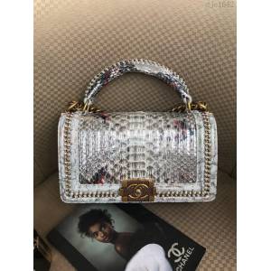 CHANEL女包 94804#67086 最新款 重金屬手柄包 非洲進口野生蟒蛇皮 香奈兒手拎包 chanel單肩包 chanel斜挎女包 djc1642