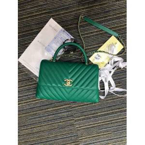 CHANEL女包 A92991 最新v字紋 細顆粒壓花小牛皮 手柄包 Chanel單肩斜挎包 香奈兒手提包 中號口蓋包 djc1687