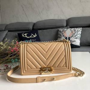 CHANEL女包 67086杏色 原單 進口小羊皮 香奈兒手袋 Chanel單肩包 手提肩背斜挎包 djc1795