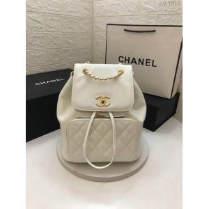 CHANEL女包 93748 17春夏系列 白色球紋 雙肩背包 雙C鎖扣 香奈兒後背包 djc1910