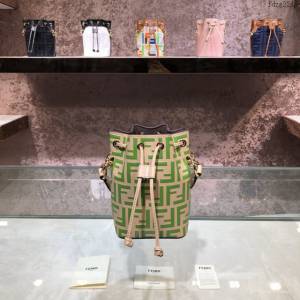 FENDI专柜精品包包 芬迪2020火新爆款小牛皮FF壓花圖案LOGO水桶包 fdzg2242