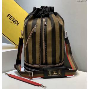 FENDI专柜精品包包 芬迪MON TRESOR彩條布旅行包 Fendi抽繩包 運動風水桶包 fdzg2257