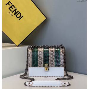 FENDI专柜精品包包 1382 芬迪小牛皮手袋 Fendi雙色錦蛇皮翻蓋鏈條女包 fdzg2267