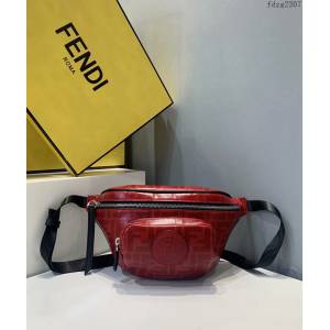 FENDI专柜精品包包 2370紅 芬迪全皮腰包 Fendi男女款胸包腰包挎包 fdzg2307