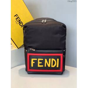 FENDI专柜精品包包 2329 芬迪男士雙肩後背包 Fendi黑色尼龍拼接皮背包 fdzg2321