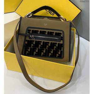 FENDI专柜精品包包 0395BS 芬迪手提肩背包 Fendi卡其色牛皮手提袋 fdzg2331