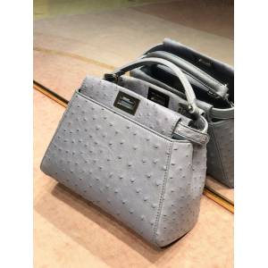 FENDI专柜精品包包 芬迪peekaboo mini手提包 進口鴕鳥皮配羊皮 Fendi高端女包 fdzg2473