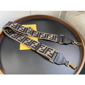 FENDI专柜精品肩帶 芬迪黑色皮革彩色拼色刺繡FF圖案肩帶 Fendi新款雙搭扣長款可調節肩帶 fdzg2503