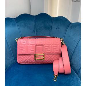 FENDI专柜精品包包 芬迪雙F壓花綿羊皮肩背女包 0191 Fendi百搭款大號法棍包 fdzg2508