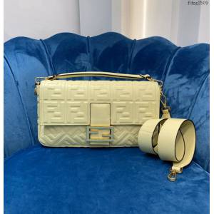 FENDI专柜精品包包 芬迪雙F壓花綿羊皮肩背女包 0191 Fendi百搭款大號法棍包 fdzg2509