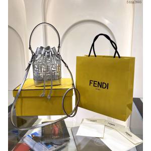 FENDI專櫃精品包包 芬迪Fendi頂級原單銀色桶包 fdzg2605