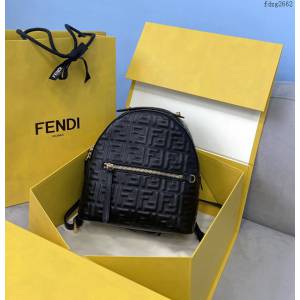 FENDI專櫃精品背包 芬迪Fendi頂級原單全皮壓印FF LOGO小雙肩女包 fdzg2662