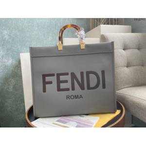 FENDI專櫃精品手提托特包 芬迪Fendi大號白色皮革陽光購物手提袋 fdzg2703
