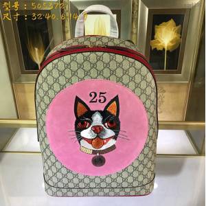 Gucci雙肩包 505372 古馳刺繡波士頓梗犬Bosco狗狗圖案背包 Gucci雙肩女包  gqy1192