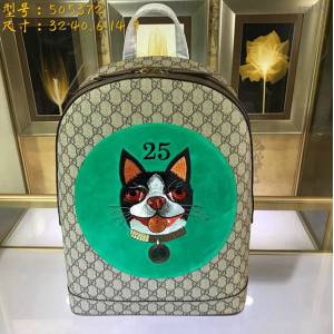 Gucci雙肩包 505372 古馳刺繡波士頓梗犬Bosco狗狗圖案背包 Gucci雙肩女包  gqy1193