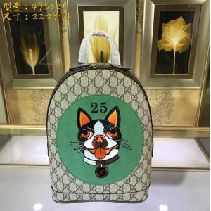 Gucci雙肩包 495621 古馳小狗系列 GG帆布雙肩包 Gucci女背包  gqy1195