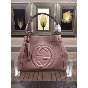 Gucci高仿專櫃女包 282309 GUCCI古馳流蘇壓印雙G手提包 古奇新款進口牛皮時尚中號肩背包  gqy2180