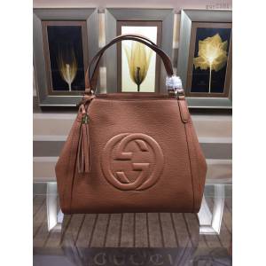 Gucci高仿專櫃女包 282309 GUCCI古馳流蘇壓印雙G手提包 古奇新款進口牛皮時尚中號肩背包  gqy2181