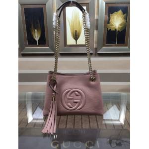 Gucci高仿專櫃女包 387043 古奇原單品質壓花互扣雙G手袋 Gucci小號黑色全皮肩背包  gqy2188