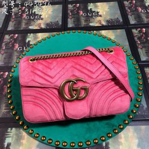 Gucci經典款女包 443496 古馳GGMarmont系列 女士經典雙G天鵝絨鏈條包 古奇單肩斜挎包  gqy2346