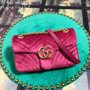 Gucci經典款女包 443497 古馳秋冬新款GG Marmont絲絨系列 Gucci鏈條斜挎女包  gqy2356