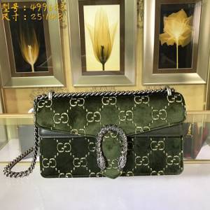 Gucci經典款女包 499623 古馳雙G天鵝絨單肩鏈條包 Gucci小號酒神包  gqy2695