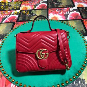 Gucci高仿專櫃女包 498110 古馳GG Marmont系列手提包 Gucci原廠皮女士單肩斜挎包  gqy2732