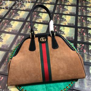 Gucci高仿專櫃女包 515937 古馳BELLE系列手袋手提包 GUCCI古奇栗色磨砂皮女士手提包  gqy2893