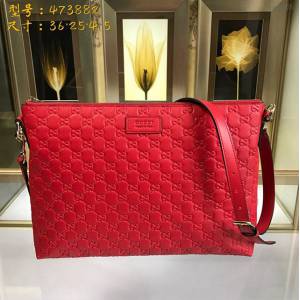 Gucci專櫃款男包 473882 Gucci古馳Signature系列 柔軟皮革郵差包 Gucci男士斜挎包  gqy2926