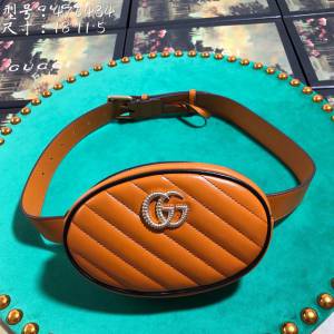 Gucci腰包 476434 GUCCI古馳GG Marmont系列 DSVRT 克黃拼色皮革女士腰包  gqy2947