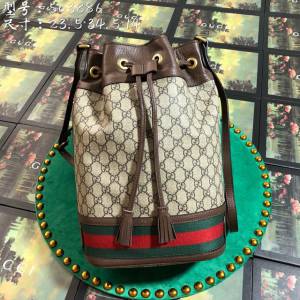 Gucci經典款女包 503886 Gucci古奇Ophidia系列 GG水桶包 Gucci抽繩肩背包  gqy3133