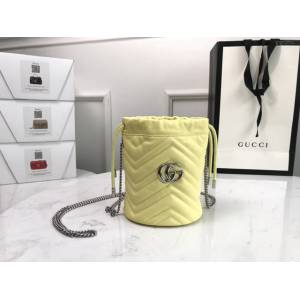 Gucci經典款女包 575163 古馳GG Marmont迷你水桶包 Gucci鏈條女肩背斜挎包  gqy3852