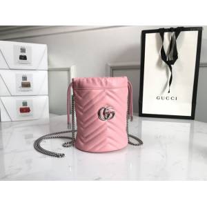 Gucci經典款女包 575163 古馳GG Marmont迷你水桶包 Gucci鏈條女肩背斜挎包  gqy3854