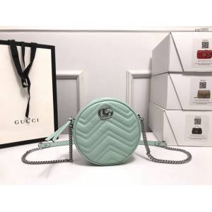 Gucci經典款女包 550154 古馳Marmont 2020ss春夏馬卡龍新色 全新圓形鏈條斜挎包  gqy3865