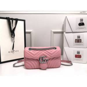 Gucci經典款女包 443497 古馳馬龍卡色GG Marmont手袋 Gucci2020新款鏈條單肩斜挎包  gqy3869
