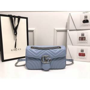 Gucci經典款女包 443497 古馳馬龍卡色GG Marmont手袋 Gucci2020新款鏈條單肩斜挎包  gqy3871