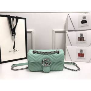 Gucci經典款女包 446744 古馳GG Marmont手袋 馬龍卡色 Gucci鏈條單肩斜挎女包  gqy3872