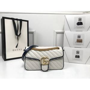 Gucci經典款女包 443497 古馳GG Marmont拼色斜挎包 Gucci全皮鏈帶肩背包  gqy3890