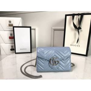 Gucci經典款女包 474575 古馳Marmont系列單肩鏈條包 Gucci全皮迷你小挎包  gqy3948