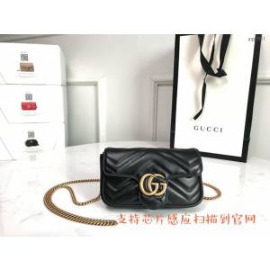 Gucci經典款女包 476433 古馳晶片版 原廠皮 GG Marmont Mini迷你單肩斜跨鏈條包  gqy3951