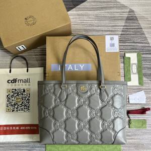 Gucci官網2022新款壓花全皮肩背手拎女包 古馳Ophidia系列中號托特包631685 gqy4646
