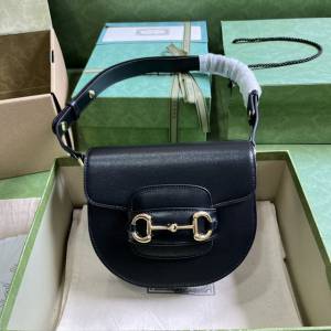 gucci專櫃新款原廠皮斜挎手袋 古馳竹節迷你斜挎肩背馬鞍包 jcp1235