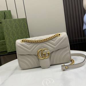 gucci專櫃新款原廠皮手袋鏈條斜挎包 古馳GG Marmont系列絎縫迷你手袋 jcp1453