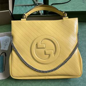 gucci專櫃2024新款原廠皮女款手提手袋 古馳Blondie系列中號托特包 jcp1986