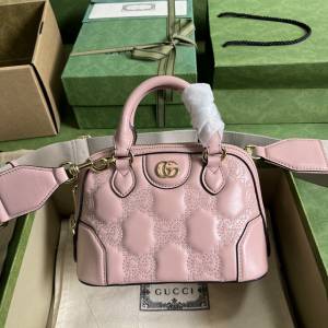 gucci專櫃新款原廠皮手提斜挎貝殼包 古馳GG Matelassé皮革手袋 jcp2193