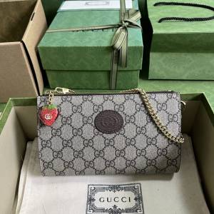 gucci專櫃新款水果圖案鏈條斜挎包 古馳飾雙G草莓手腕包 jcp2290