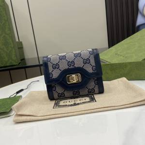gucci專櫃2024新款帆布錢包女款錢夾 古馳Luce系列迷你三折錢包 jcp2357