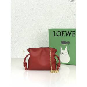 Loewe專櫃2022新款Flamenco小福袋手機包 羅意威純色全皮束口抽繩小挎包手機包 10853 lyw1051